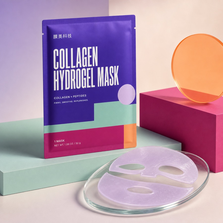 Private label collagen hydrogel facial mask product visual