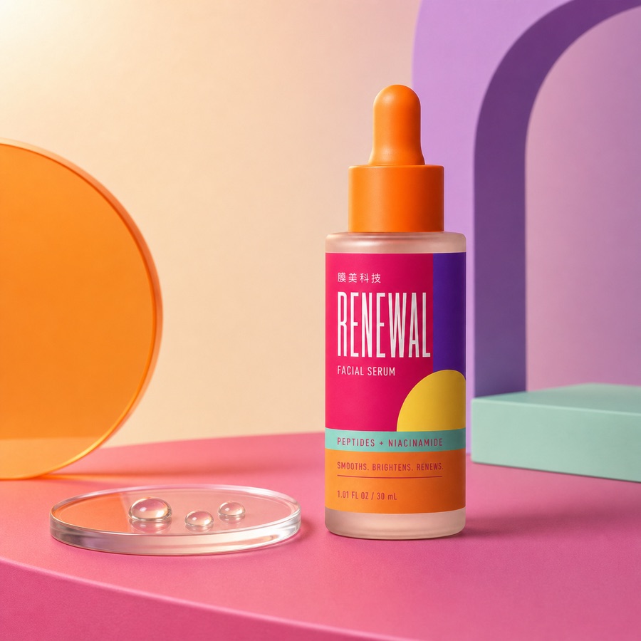 Private label renewal facial serum product visual