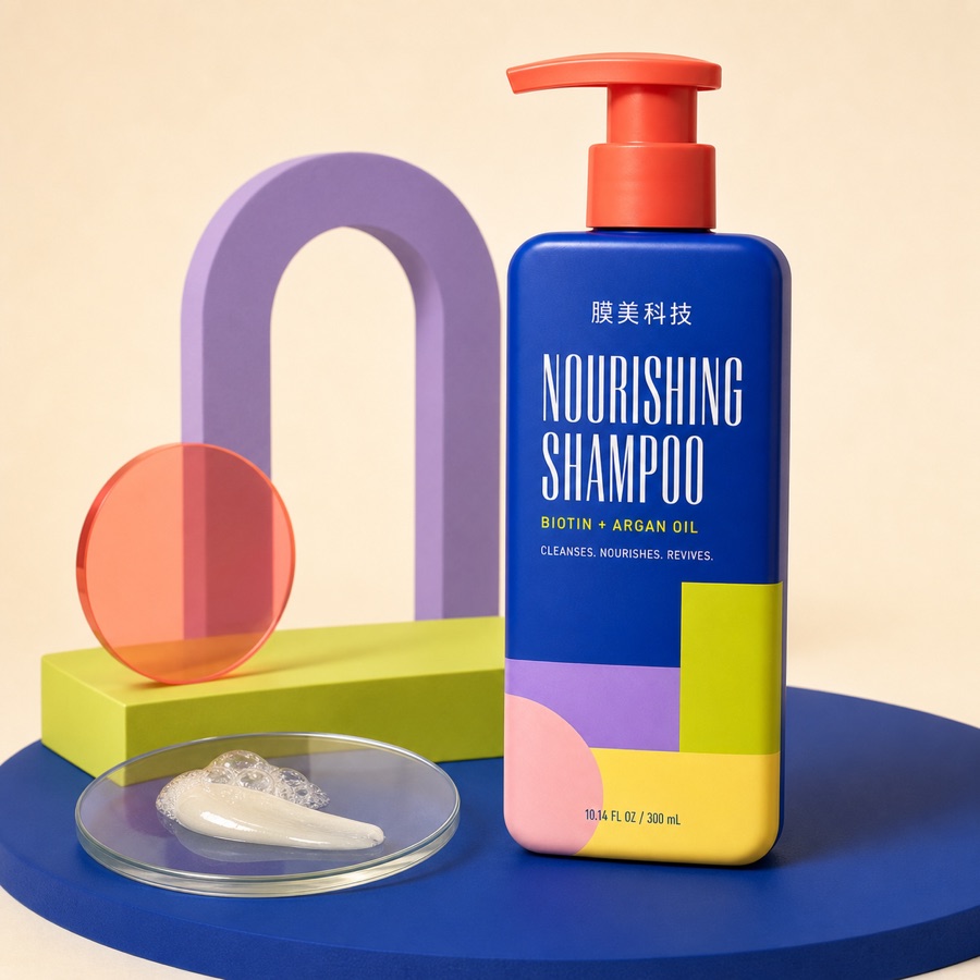 Private label nourishing shampoo product visual