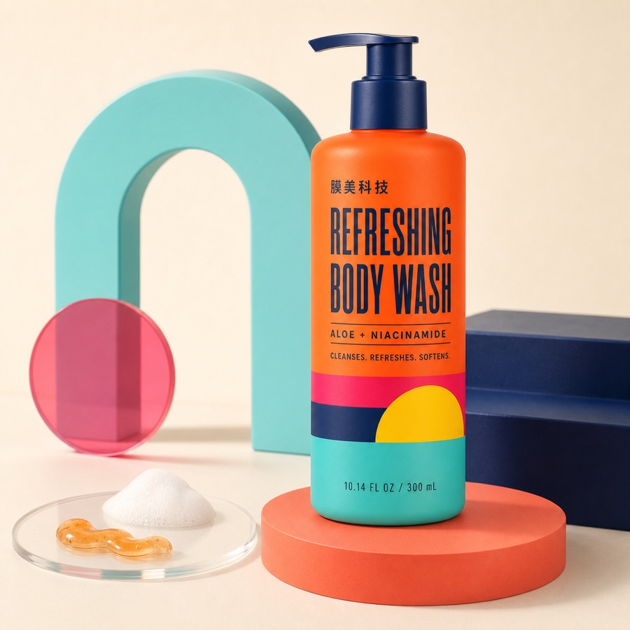 Private label refreshing shower gel product visual
