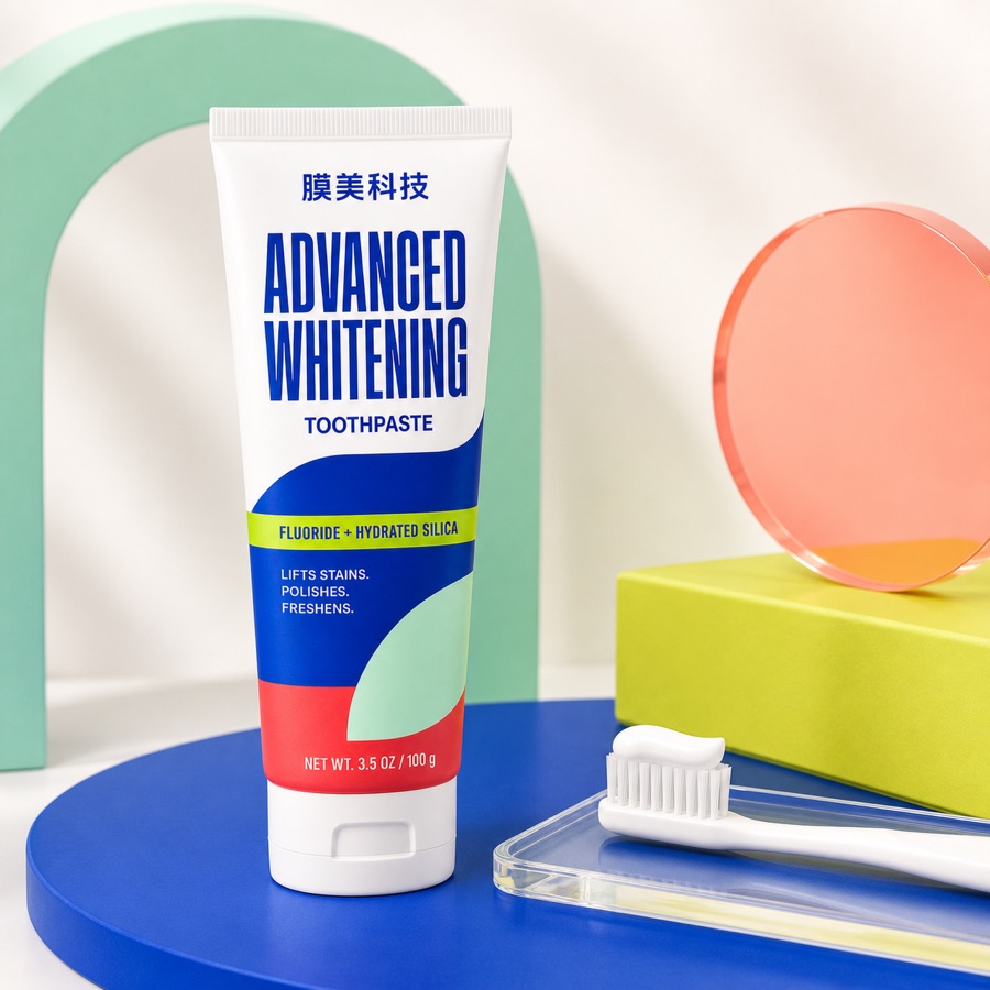 Private label whitening toothpaste product visual