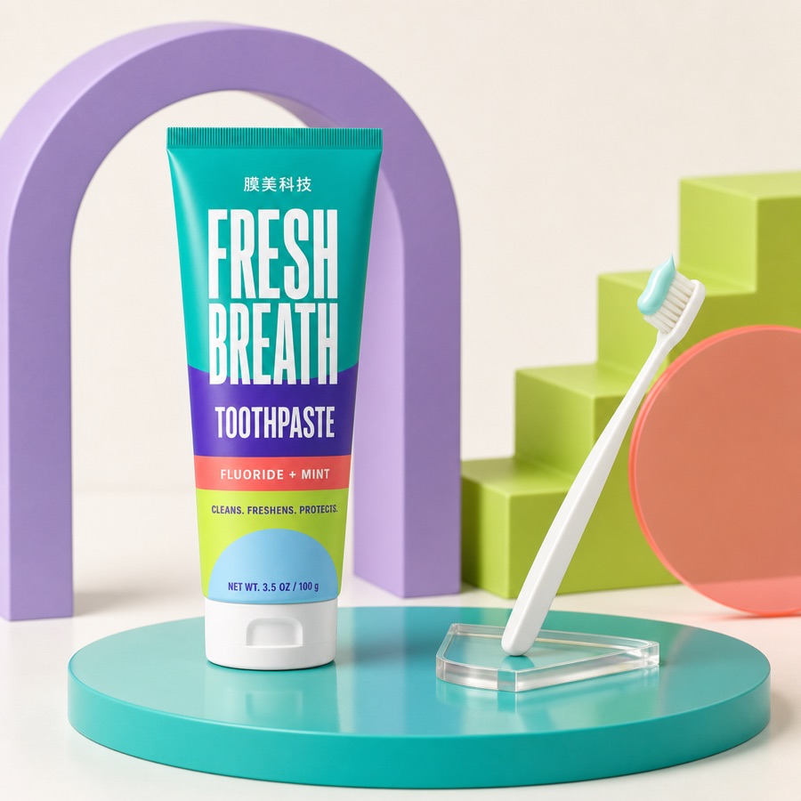 Private label fresh breath toothpaste product visual