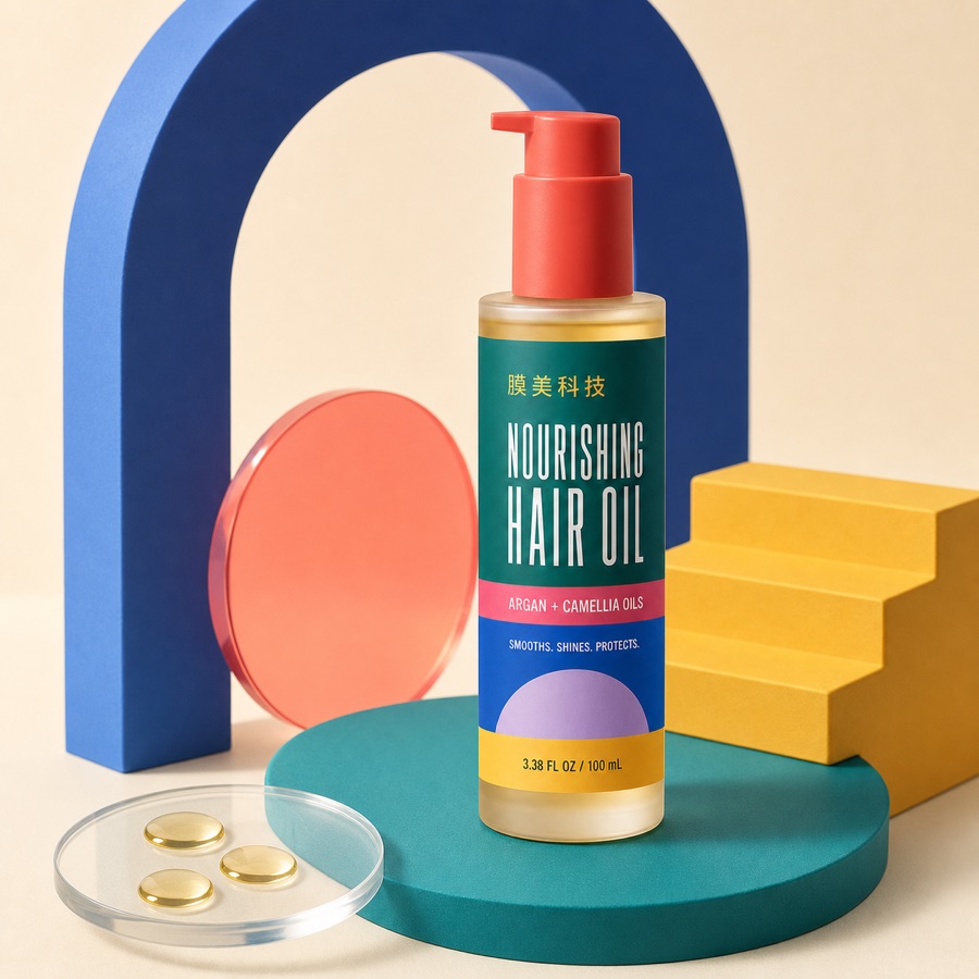Private label nourishing hair oil product visual