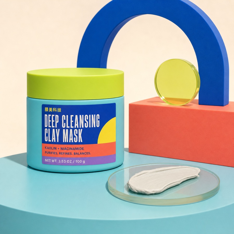 Private label deep cleansing clay mask product visual